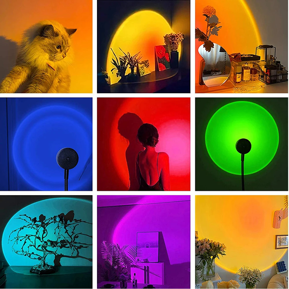 USB Sunset Projection Photography Atmosphere Decoration Background Lighting Coffee Light Night Mini Neon Home Wall LED Bar Rgb