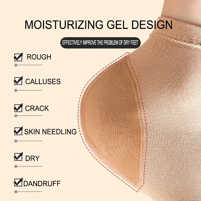 Calcetines de tacón antigrietas para mujer, medias protectoras para el talón, funda hidratante, calcetines de silicona agrietados, 1 Uds.