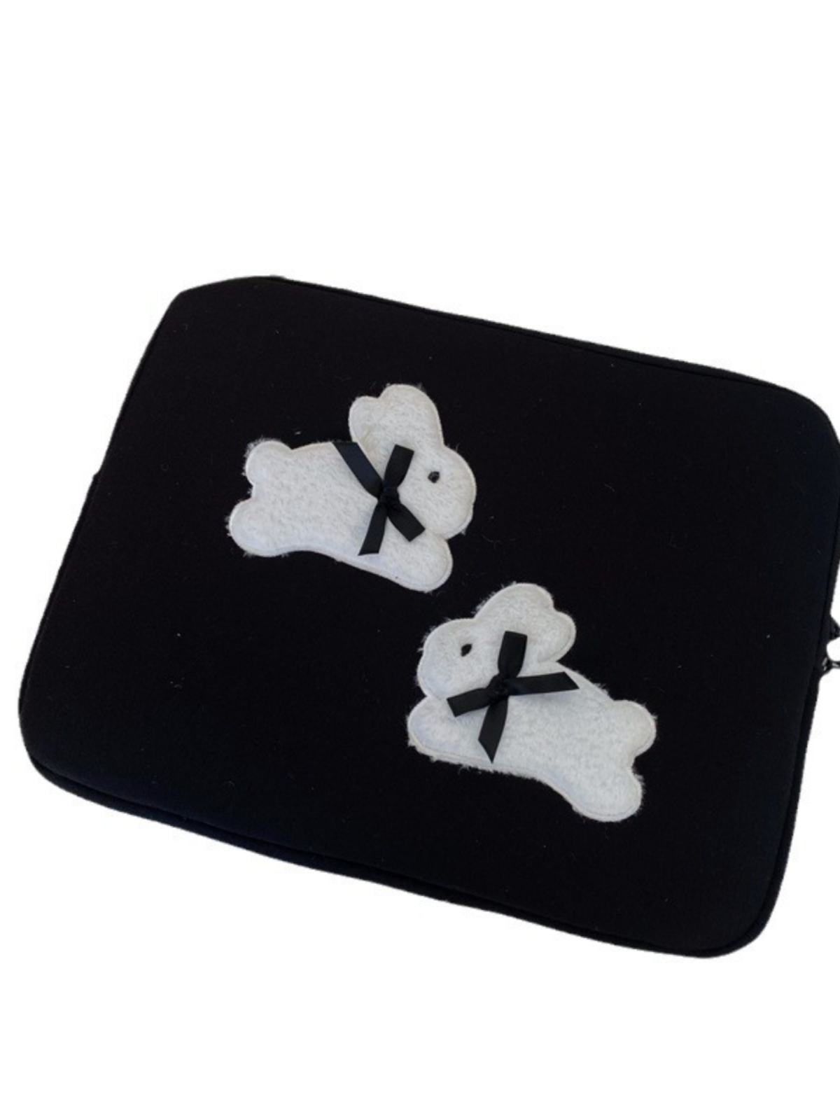 かわいいバニーノートブックコンピュータバッグ女性のスタイルバタフライノットインテリアバッグ収納袋 11 インチタブレットとラップトップ用