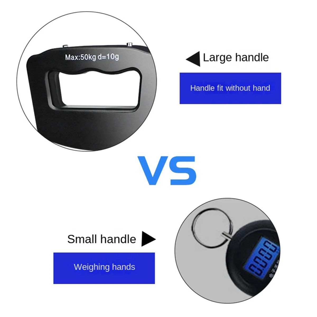 A72P 50KG Travel Luggage Scale Portable Handheld Electronic Scale with Hook Weighing, Express Fishing Handheld Scale
