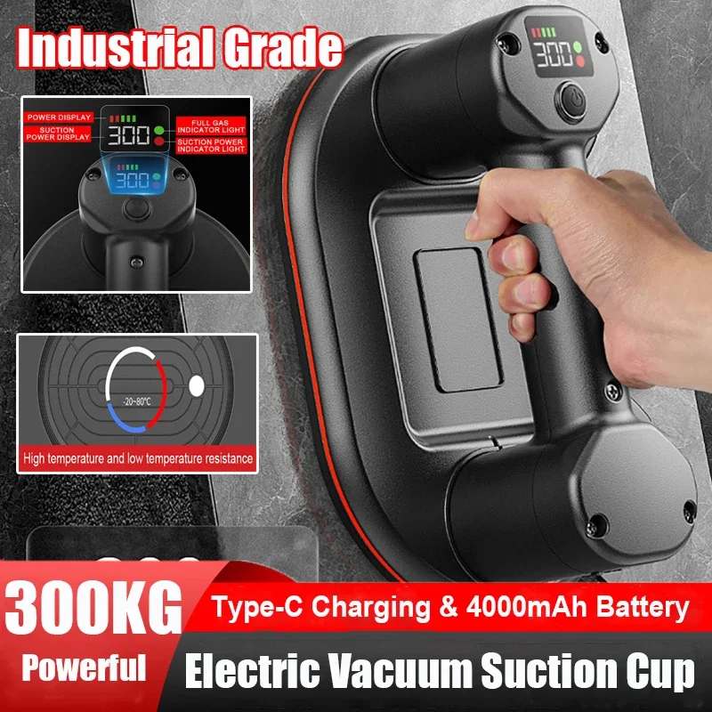 Ventosa de vacío eléctrica de grado Industrial, elevador de succión fuerte y resistente para azulejos de cerámica, superficie lisa de vidrio, carga de 300KG