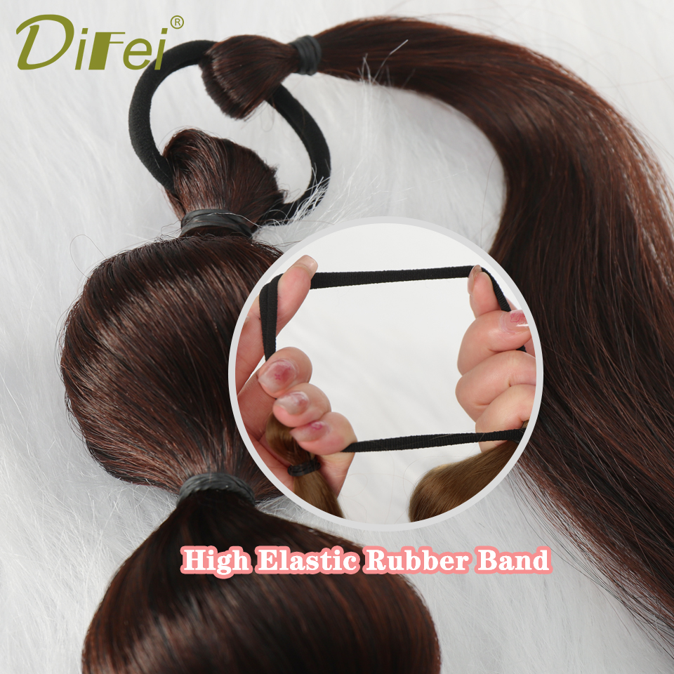 Bubble Ponytail Extension สังเคราะห์ Warp รอบต่อผมหางม้าสําหรับผู้หญิงโคมไฟ Bubble Ponytail สีดําธรรมชาติสีน้ําตาล