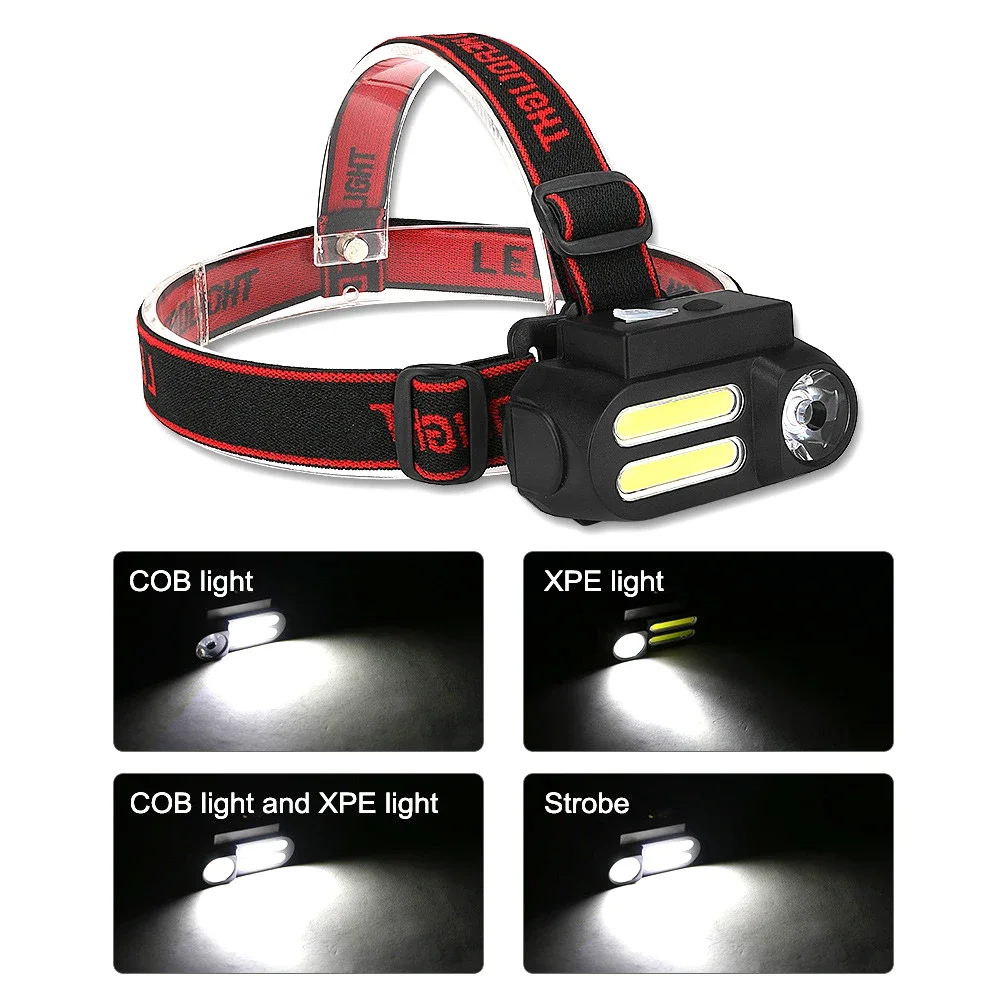 Mini faro LED portátil XPE + COB, recargable por USB, con batería 18650, luz para acampar al aire libre, faro para pesca nocturna