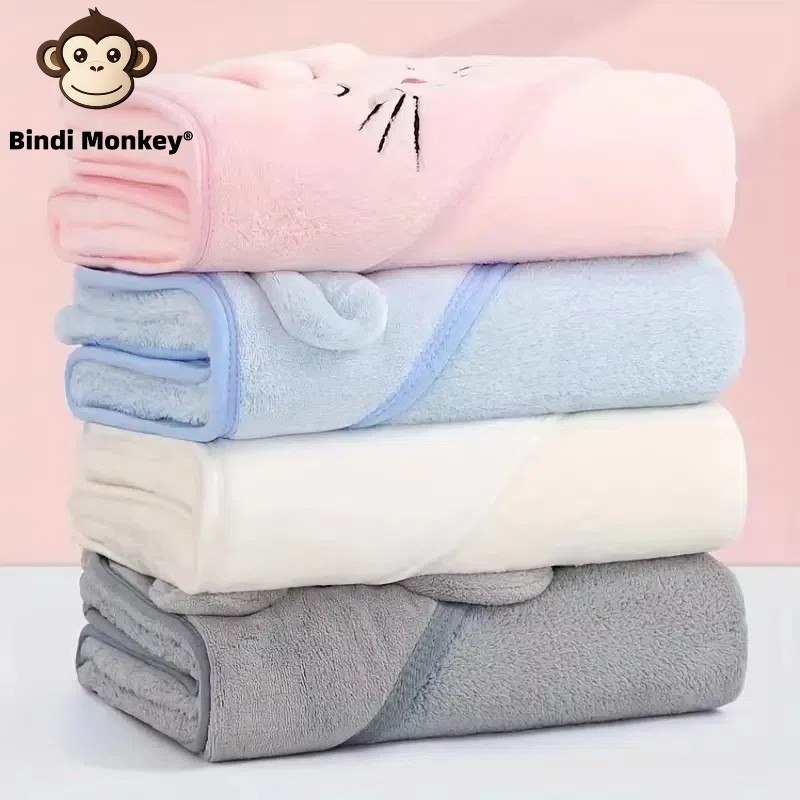 Neugeborene Baby Kapuze Umhang Badet uch Decke Cartoon einfarbig Korallen samt 0-4 Jahre
