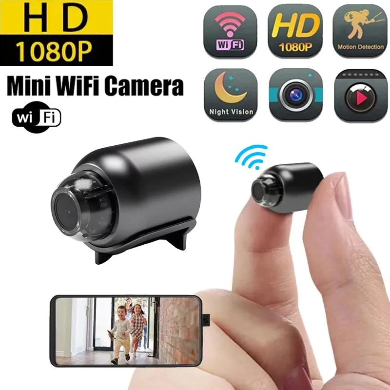 Mini cámara Full HD de 1080P, Wifi, IP, visión nocturna interior inteligente, videocámara humana AI, Audio y vídeo con cable para vigilancia de seguridad del hogar