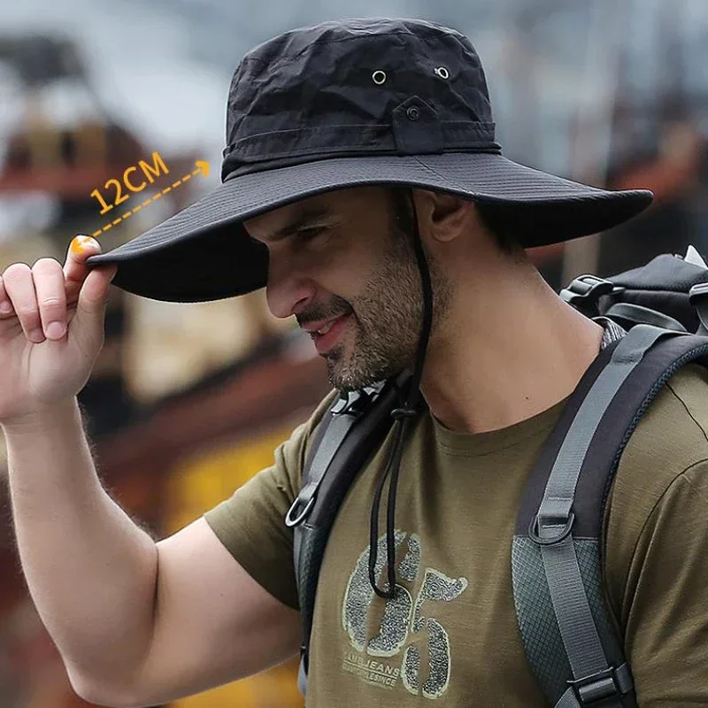 Nuevo sombrero de pesca con protección solar, gorras de verano de malla transpirable para acampar y senderismo, sombrero Anti-UV para el sol, gorras de montañismo, sombrero de Panamá para hombre
