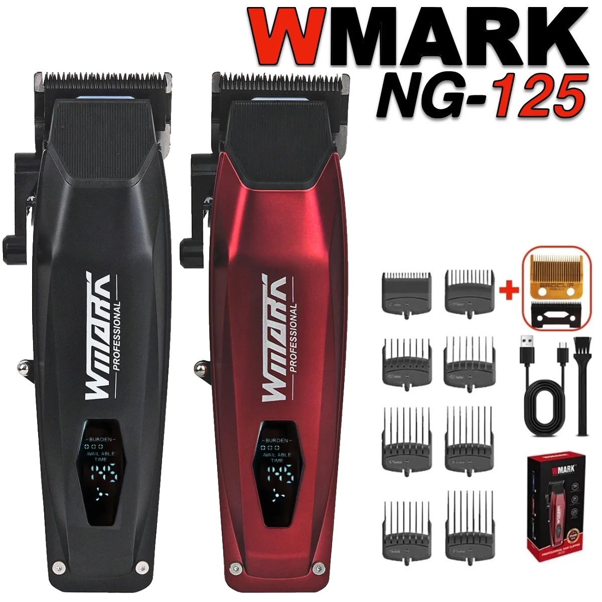 WMARK NG-125 профессиональные электрические машинки для стрижки волос 7500 об/мин вращающийся мотор масляная головка парикмахерский триммер для мужского лезвия 5 регулиров