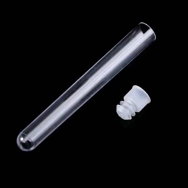 50 Pz/pacco 12x100mm Trasparente Laboratorio Provette di Plastica Trasparente Fiale Con Tappo Push Forniture di Laboratorio Scolastico