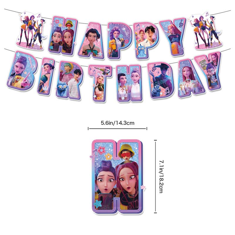 Kpop Demon Hunter Decoration Disposable Party Tableware Banners Balloons Birthday Decoration Cake Topper Insert for Baby Shower