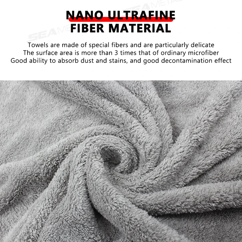 SEAMETAL 120x50cm Asciugamano per lavaggio auto in microfibra Asciugamani per pulizia auto ultra morbidi Panno per asciugatura altamente assorbente per la cura dei dettagli dell'auto