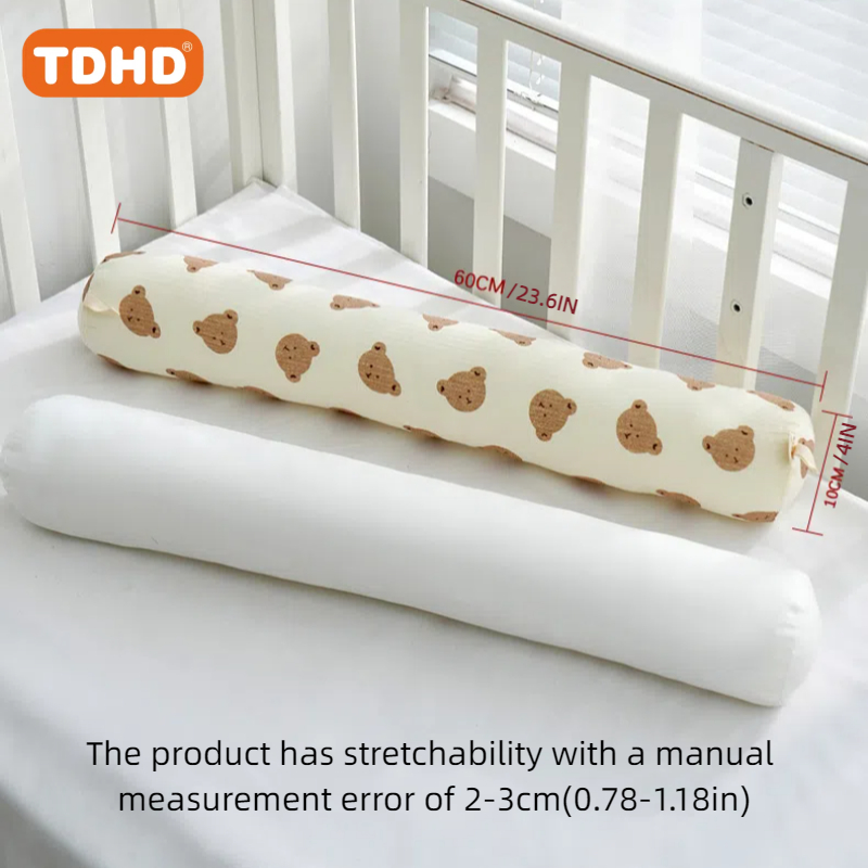 Almofada cilíndrica TDHD, travesseiro de pescoço redondo para cama de bebê (pacote com 1, estampa de desenho animado fofo) 23,6 x 4 polegadas, travesseiro de coleira para bebê