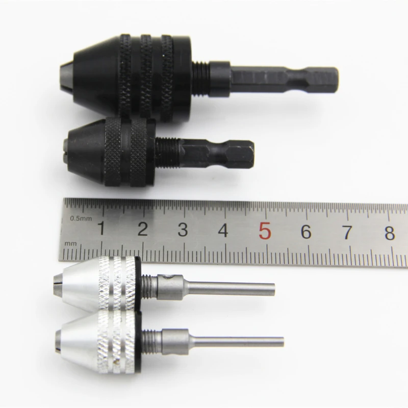 0.3-8mm 6.35mm 1PC Quick Change  Keyless Drill Chuck Screwdriver Impact Driver Adaptor Hex Shank Drills Grinder Converter