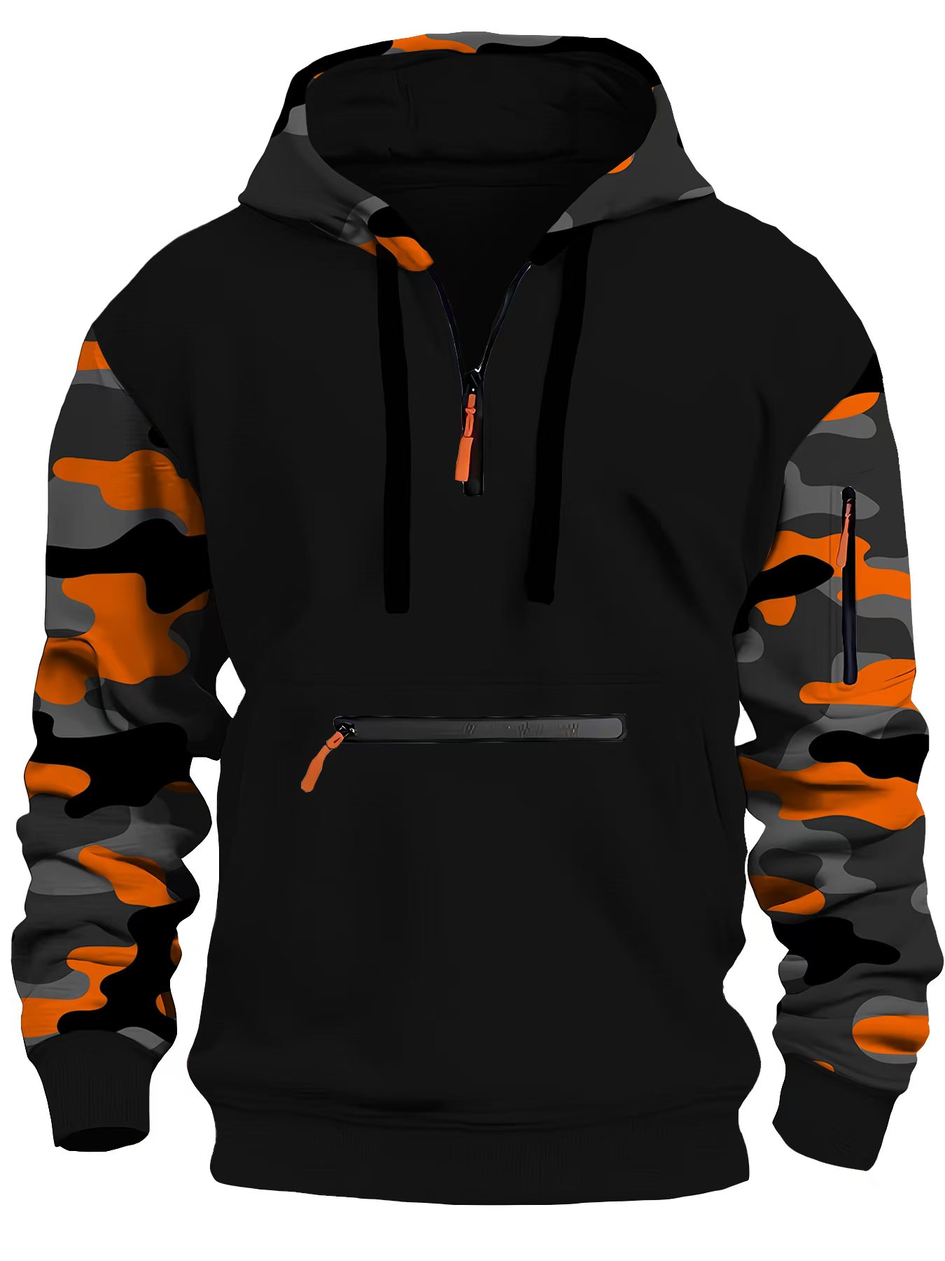 Otoño e Invierno nueva sudadera con capucha casual para hombres calidad camuflaje brazo cremallera manga larga jersey tendencia sudadera con capucha ins moda Skids