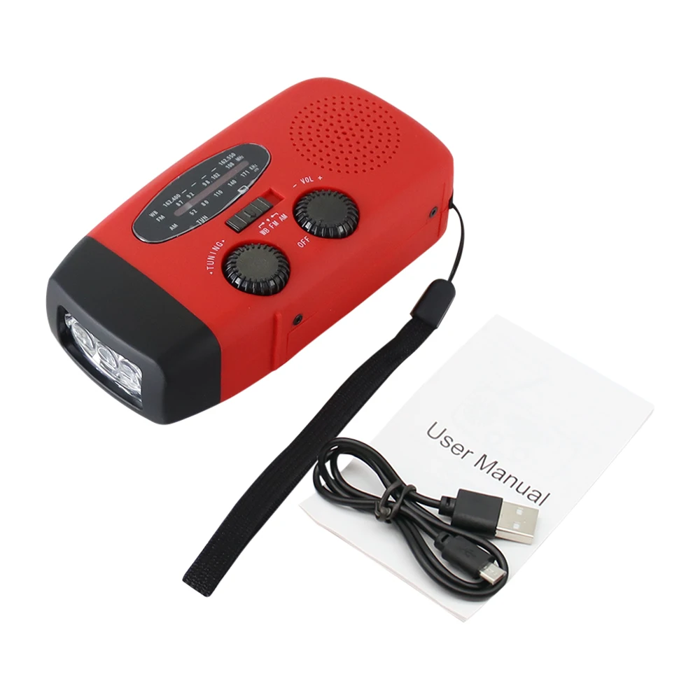 Rádio de emergência com manivela solar, receptor global de alta qualidade, tocha led, luzes de leitura, ferramentas de alarme sos com 2000mah