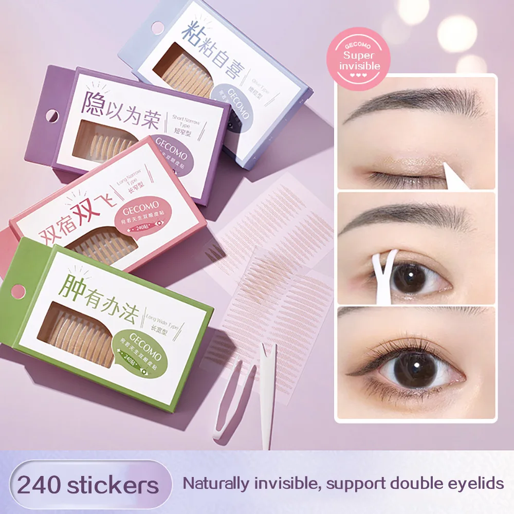 240 Uds pegatinas de doble párpado cintas de belleza de ojos grandes invisibles naturales y duraderas para una sola persona de párpado