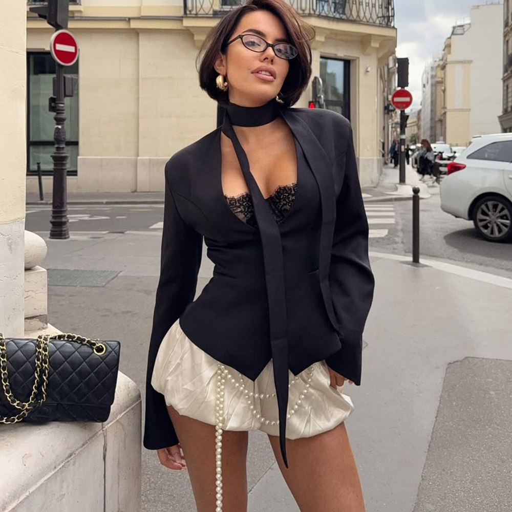 Tuularose Single Breasted Jas Dames V-hals Sjaal Met Lange Mouwen Taille-Knipperende Blazer Jas Lady Casual Slim pendelen Jas