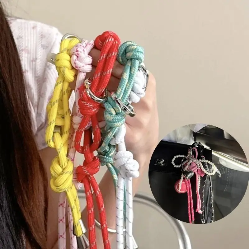 INS Handmade Nylon Rope Keychain DIY Personalized Pendant Rope Key Chain Y2K Korean Style Couple Climbing Rope Bracelet