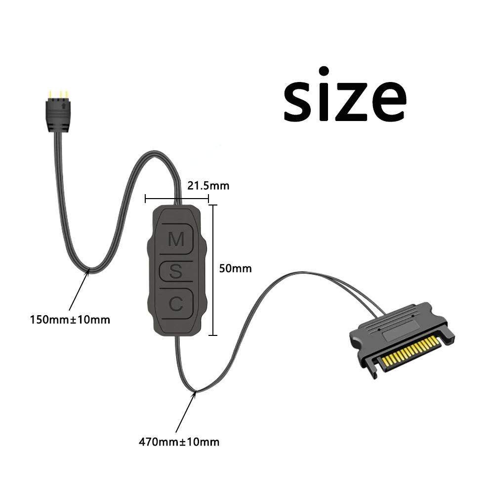 Câble d'extension d'interface SATA pour contrôleur ARGB 5V, 3 broches, adaptateur de contrôleur de lumière pour ventilateur PC, refroidisseur de processeur, bande lumineuse