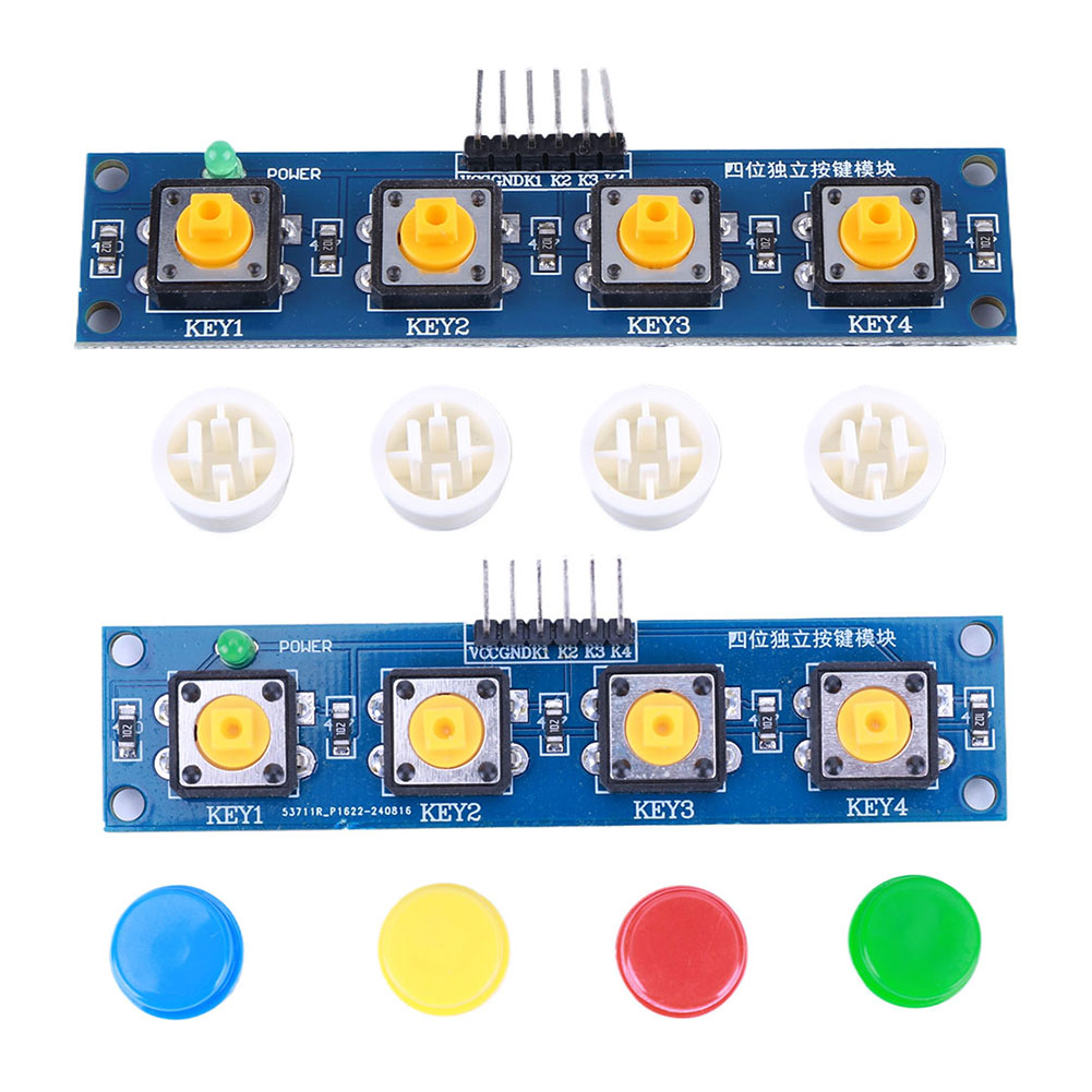 4-unabhängiges Tasten-Touch-Tastenmodul mit Hut- und LED-Anzeige, Tastaturmodul für Arduino oder Raspberry Pi