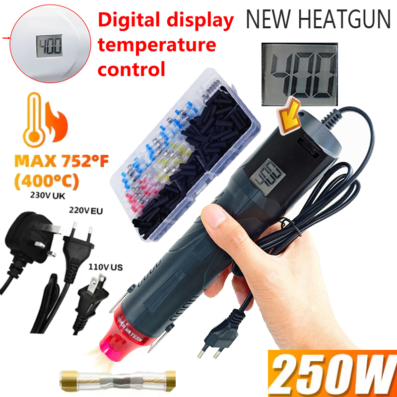 Pistola de aire caliente de 220V, soplador de temperatura de energía eléctrica, pantalla de 250W, artesanía en relieve, envoltura retráctil, reparación de cables de PVC