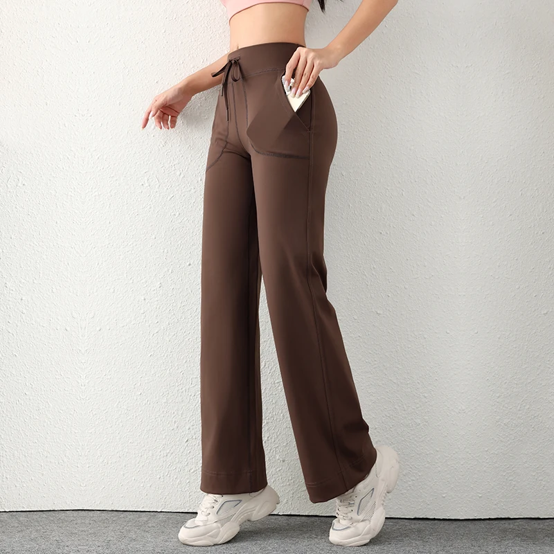 Women's Casual Loose Straight Running Sweatpants Wide Leg Pants Drawstring Design With Side Pockets Leggings Woman Yoga Pants