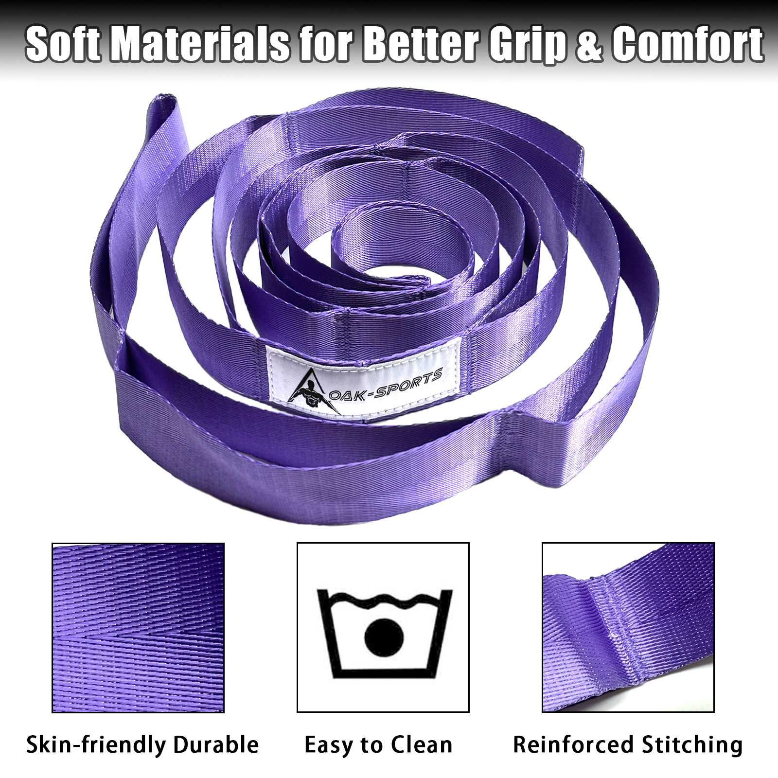 Eiken Sport Stretchband Yoga Band Voor Fysiotherapie Met 10 Lussen, Yoga Bandjes Voor Stretching