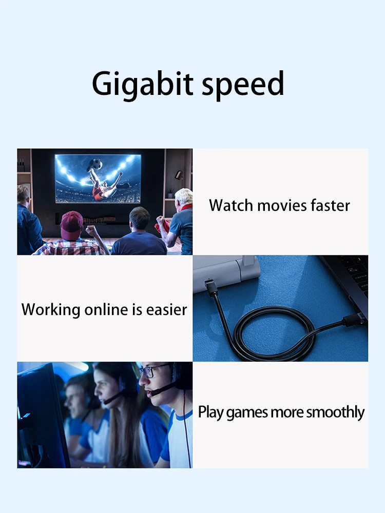 Ethernet Cable Cat6 Flat cable Gigabit High Speed 1000Mbps Internet Cable RJ45 Shielded Network LAN Cord for PC PS5 PS4 PS3 Xbox