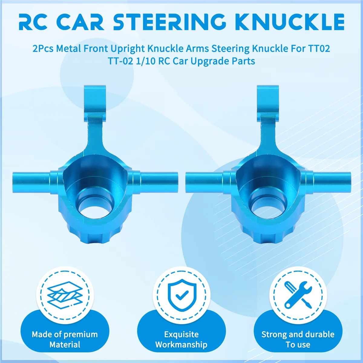 BABQ 2Pcs Metal Front Upright Knuckle Arms Steering Knuckle for Tamiya TT02 TT-02 1/10 RC Car Upgrade Parts