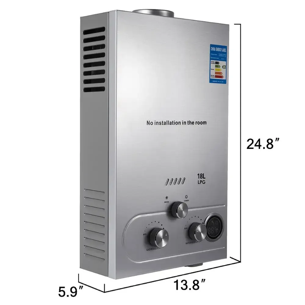 เครื่องทําน้ําอุ่นแก๊สธรรมชาติขนาด 18 ลิตร ชุดหม้อต้มสแตนเลส
