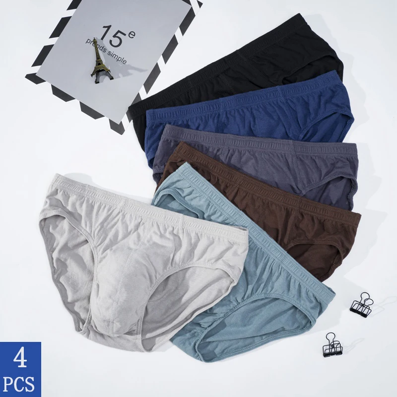 4 sztuk/partia męskie 100% bawełniane oddychające figi wygodna bielizna męska bielizna-majtki kalesony Plue rozmiar Xl-5Xl