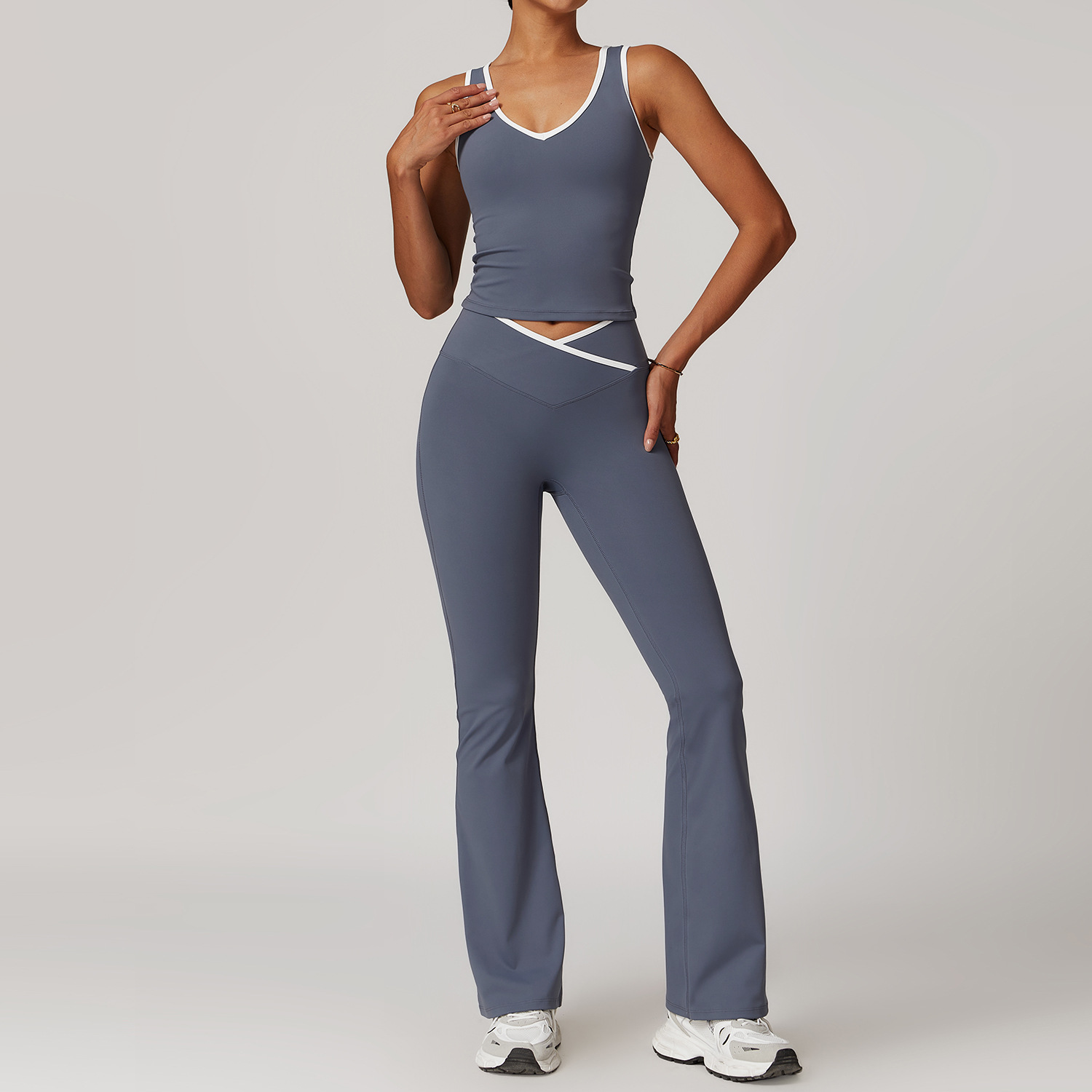 Conjunto de Yoga de 2 piezas, trajes de entrenamiento, ropa deportiva para Fitness, chándal de gimnasio, mallas de cintura alta, Sujetador deportivo, ropa atlética para mujer