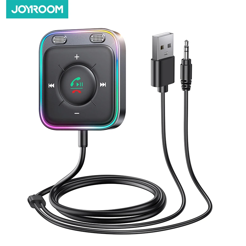 Joyroom Bluetooth 5,4 AUX adaptador de coche micrófonos duales más fuertes y cancelación de ruido receptor Bluetooth para música de coche/llamadas manos libres