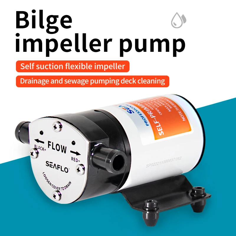 Motorboot-Entwässerungspumpe, 12 V DC, elektrische Bilgenpumpe, Marine, großer Durchfluss, Yacht, Kreisellaufrad, selbstansaugende Pumpe