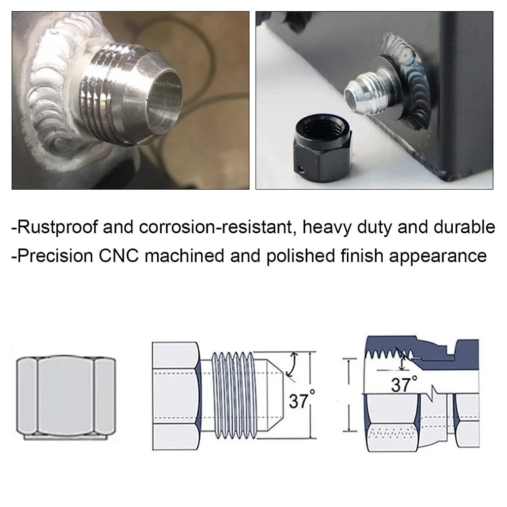 1 Stuks Aluminium Nitreuze Slang Fitting An6 An8 An10 An12 An16 An20 Mannelijke Knuppel Rechte Mannelijke Lasfitting Adapter Las Stop