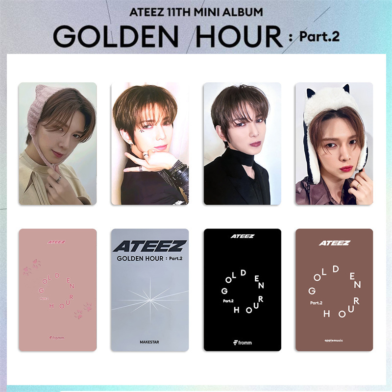4pcs/set ATEEZ Album LOMO Card GOLDEN HOUR : Part.2 Postcard Photo Card HONG JOONG MINGI Seonghwa YUN HO Collectible Gifts