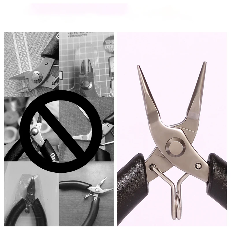 Alicates de herramientas de joyería antideslizantes con mango de acero inoxidable, alicates de punta afilados hechos a mano para hacer joyería DIY, accesorios de reparación