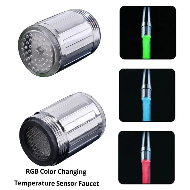 ก๊อกน้ํา LED สีสันสดใสเปลี่ยนสีหัวมังกรไม่มีแบตเตอรี่ก๊อกน้ําส่องสว่าง Universal Interface Faucet