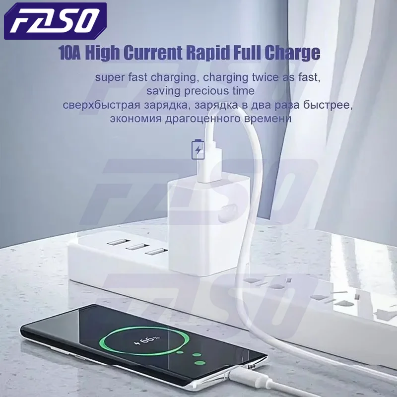 FASO 1-3PCS 10A 100W Type C Super Fast Charging Cable Data Cord For Samsung Huawei Xiaomi Redmi Quick Charing USB C Cables