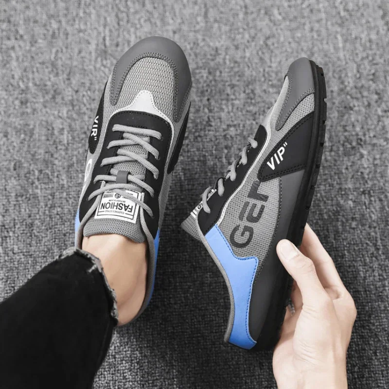 Chinelos masculinos tendência baotou sapatos para homens verão respirável sapato casual vulcanizado apartamentos tênis masculinos metade deslizamento-em sapatos