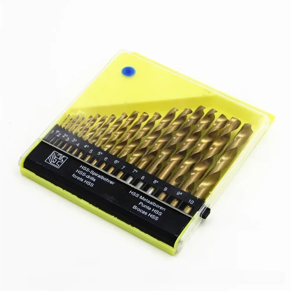 19 pçs m35 cobalto redondo alça reta conjunto de broca métrica 1mm-10mm brocas adequadas para metal duro de aço inoxidável