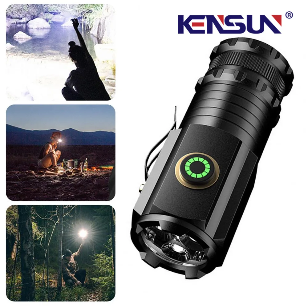 2000LM Mini LED Taschenlampe Wiederaufladbare Leistungsstarke EDC Taschenlampe Notfall Camping Laterne mit Schwanz Magnet Hut Clip Angeln Laterne