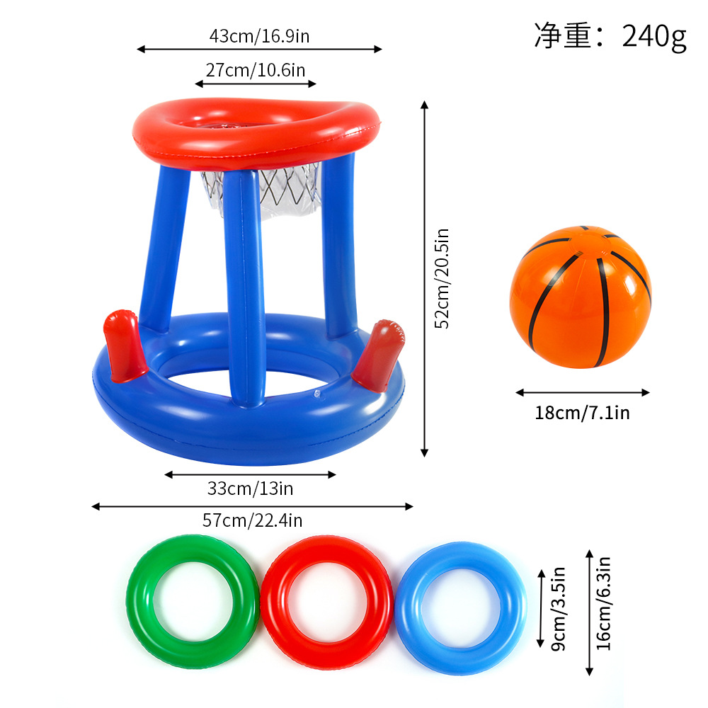 Conjunto de cesta de basquete para piscina, aros flutuantes infláveis com anéis de bola para crianças, adolescentes e adultos, perfeito jogo aquático competitivo