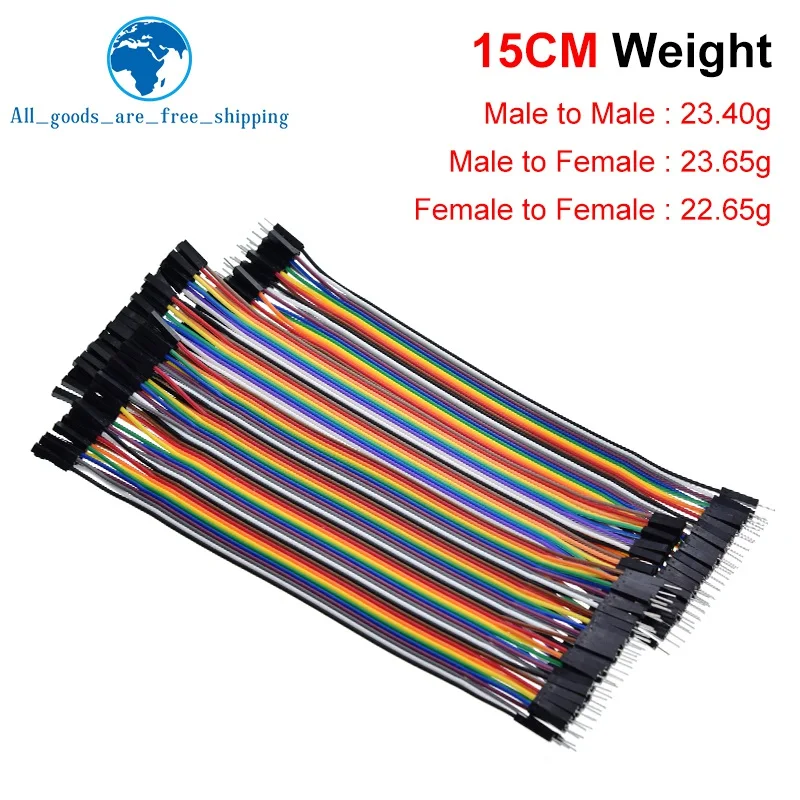 TZT línea Dupont 10CM 20CM 30CM 40Pin macho a macho + macho a hembra y hembra a hembra Cable de puente Dupont para Arduino