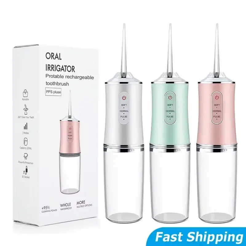 Irrigador oral de alta pressão, fio dental sem fio para limpeza dos dentes, máquina de lavar boca recarregável usb