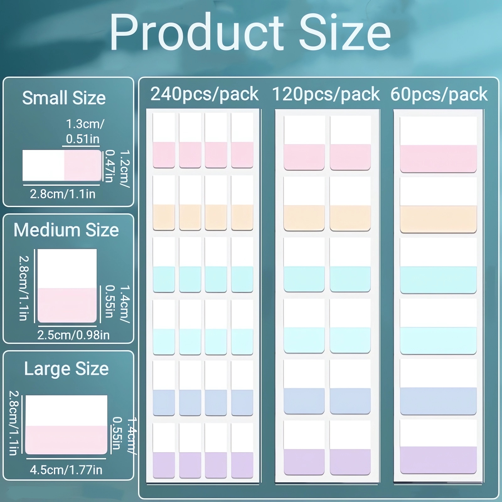 420 ชิ้นสี Sticky Index สติกเกอร์แท็บ, 3 ขนาด 6 สีเขียนได้แฟ้มป้ายธงสําหรับพระคัมภีร์