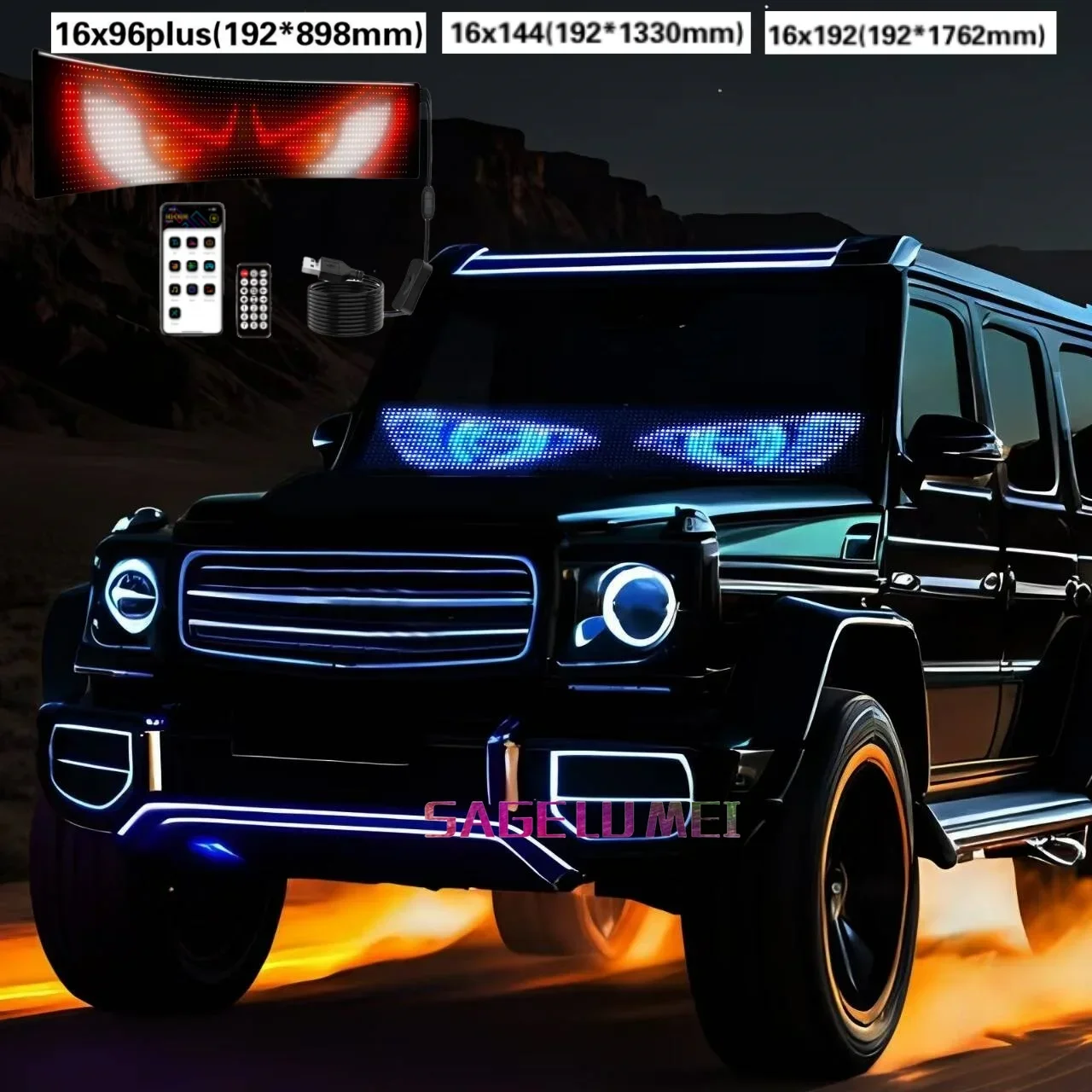 Smart APP Mehrsprachiger Windows-Werbebildschirm LED-Matrix-Panel RGB-Pixel-Graffiti Scroll-Textbrett für Auto/LKW
