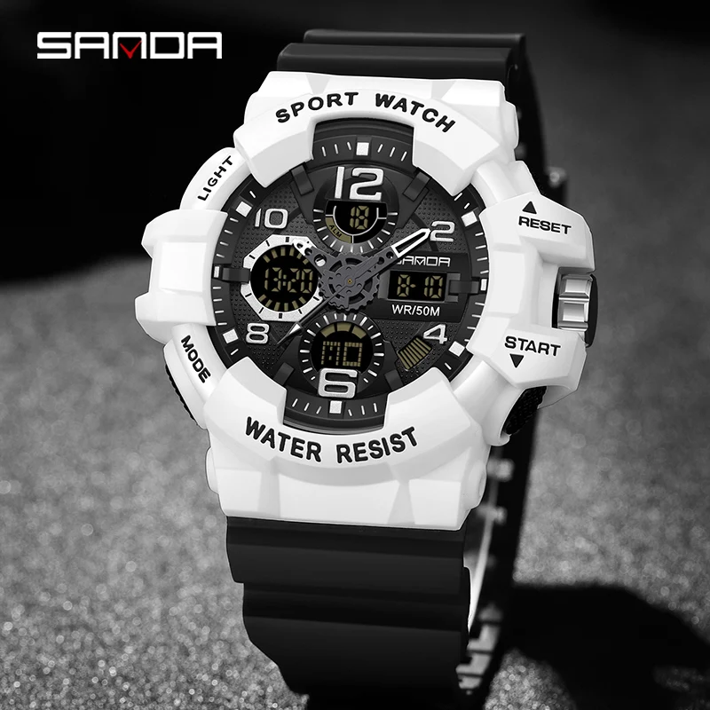 Marca SANDA, reloj militar estilo G, relojes deportivos digitales de choque para hombre, reloj de pulsera electrónico resistente al agua para hombre, relojes 2023