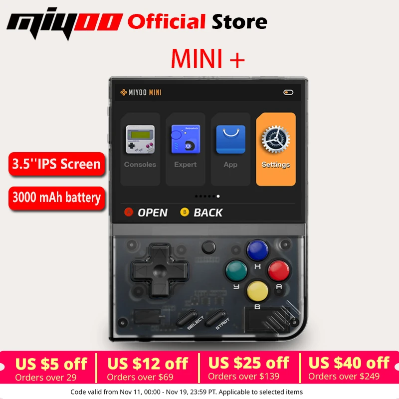 Портативная портативная игровая консоль MIYOO Mini Plus в стиле ретро, 3,5-дюймовый IPS HD-экран, детский подарок, система Linux, классический игровой эмулятор