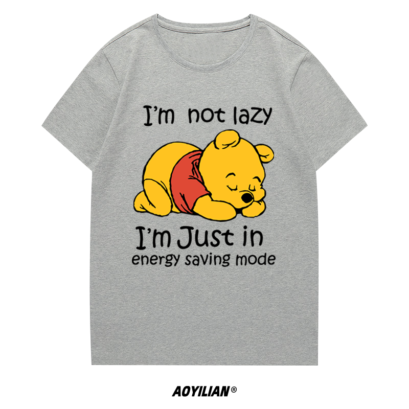 Kaus Lengan Pendek Kartun Winnie The Pooh Gaun Pasangan Longgar Menyenangkan Kreatif Disney Gaya Harajuku Lengan Pendek