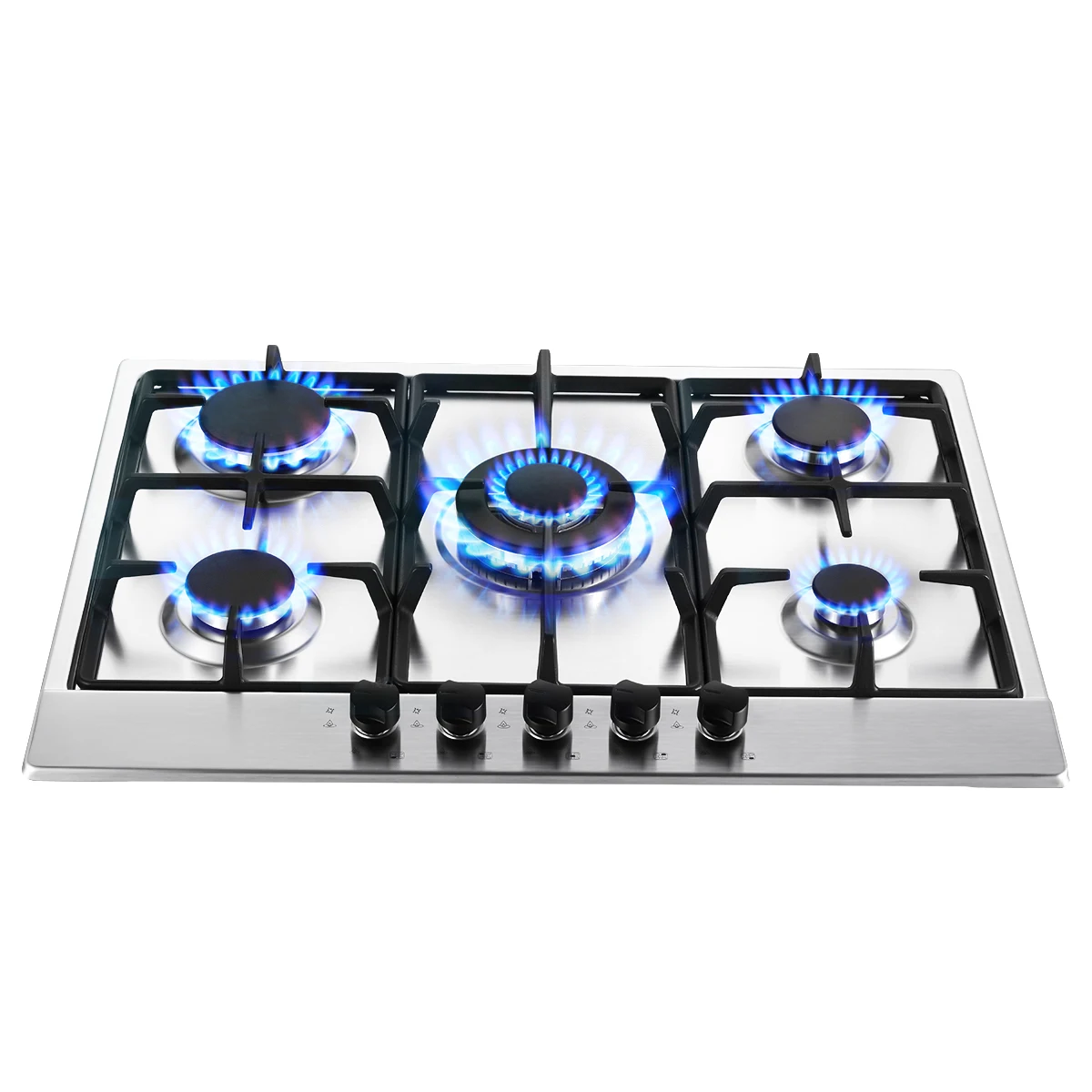 68 cm 5-Brenner-Gaskochfeld, Edelstahl-Gaserd, automatischer Flammenschutz und Doppelkraftstoff (Erdgas/LPG), 10460 W Pro Line, eingebauter/Ständer